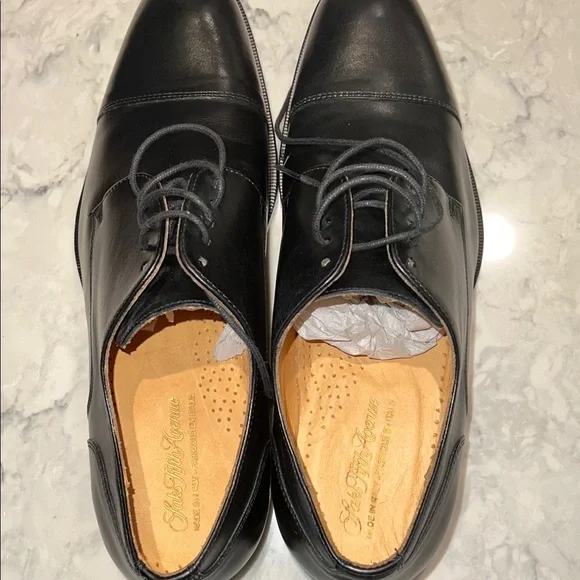 Vero Cuoio Black Leather Oxfords Classic Design - Picture 1 of 7